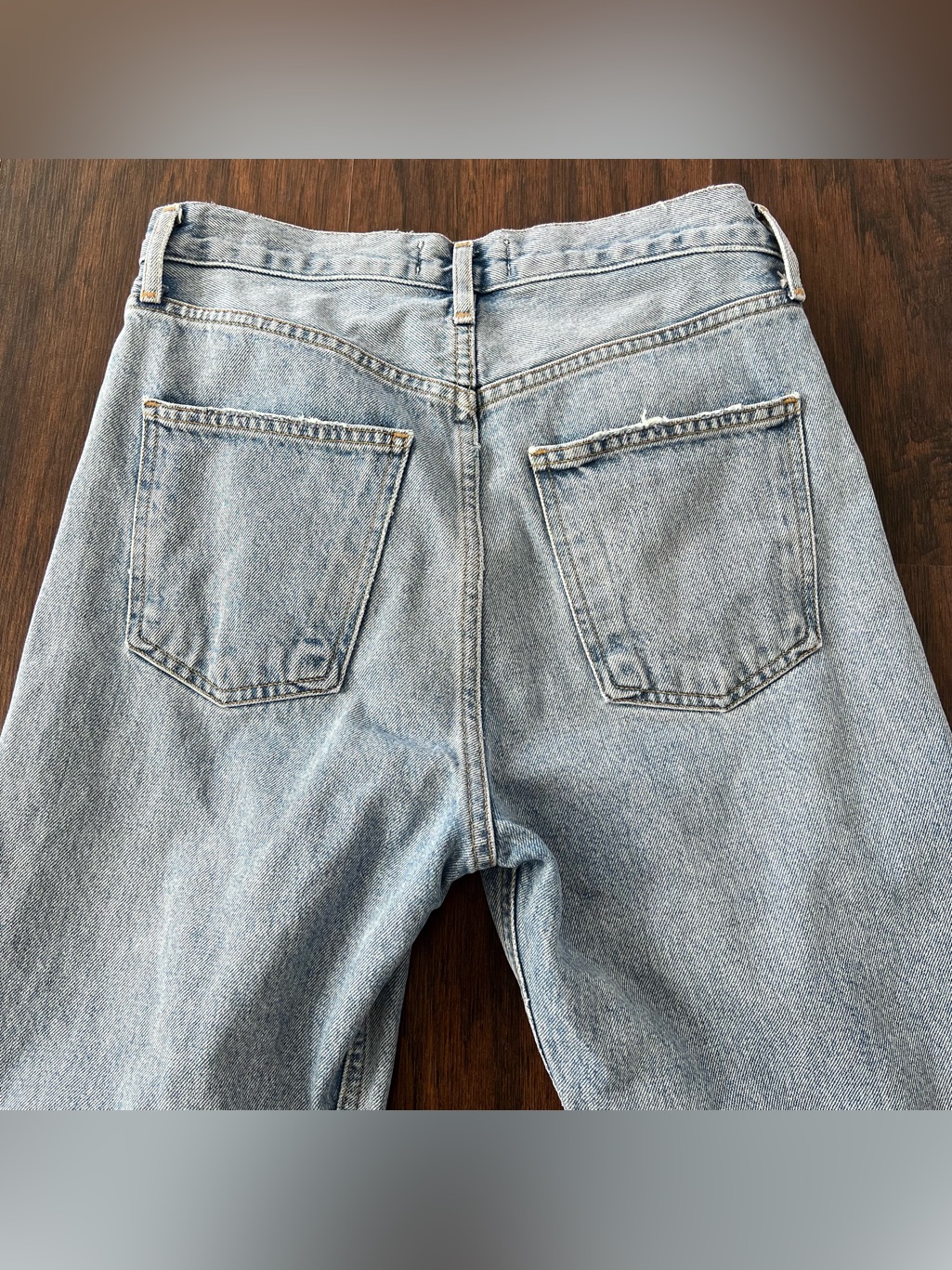 Agolde 90’s Crop High Rise Straight Leg Jeans Light Wash Distressed Size 24 — image 6 of 8